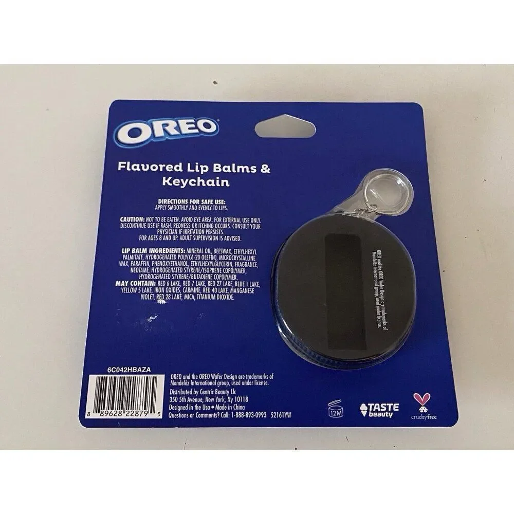 Oreo Flavored Set Of 3 Lip Balms W/Key Chain Lip Balm Holder‎ Mint Birthday Cake